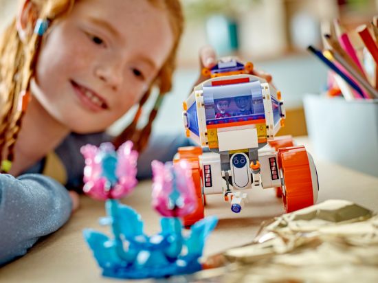 playing LEGO Friends 42602 Space Research Rover Vehicle Toy