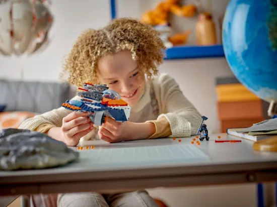 playing LEGO Super Heroes 76278 Rocket's Warbird vs. Ronan