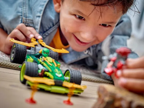 playing LEGO NINJAGO 71828 Lloyd Pull-Back Race Car