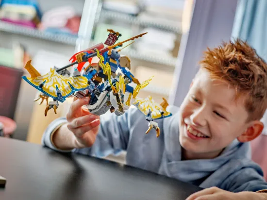 playing LEGO NINJAGO 71843 Rogue’s Mech Dragon Rider