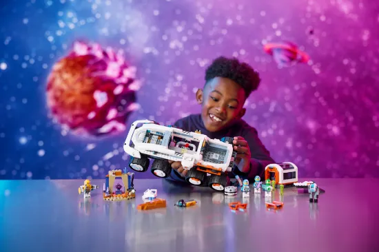 playing LEGO City 60432 Command Rover and Crane Loader Toy