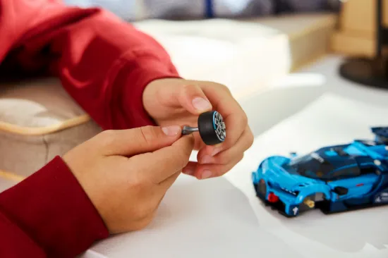 playing LEGO Speed Champions 77253 Bugatti Vision Gran Turismo Hyper Sports Car Vehicle