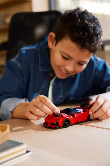 playing LEGO Speed Champions 77254 Ferrari SF90 XX Stradale Sports Car Vehicle