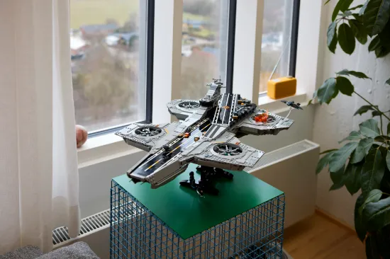 playing LEGO Marvel 76354 S.H.I.E.L.D. Helicarrier