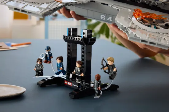 playing LEGO Marvel 76354 S.H.I.E.L.D. Helicarrier