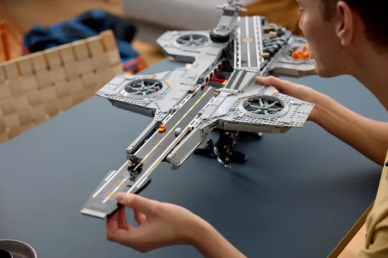 playing LEGO Marvel 76354 S.H.I.E.L.D. Helicarrier