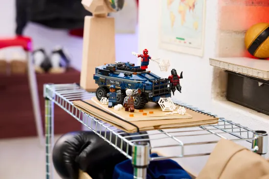 playing LEGO Marvel 76349 Spider-Man Prison Transport Chase for boys