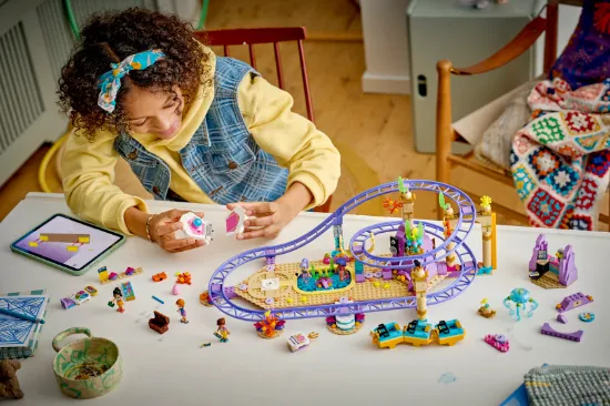 playing LEGO Friends 42703 Mermaid Roller Coaster Ride