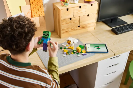 playing LEGO Minecraft 21582 Chicken Jockey