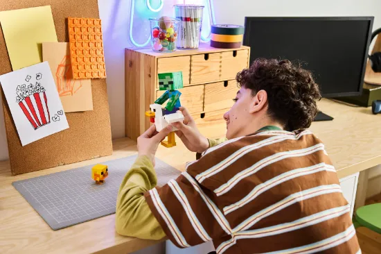 playing LEGO Minecraft 21582 Chicken Jockey