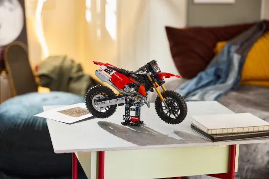 playing LEGO Technic 42238 Ducati Desmo450 MX Factory Motorcycle